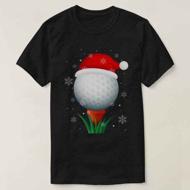 Jul Goft Reindeer Funny Santa Hat Golf Älskare T Shirt (Design framsida)
