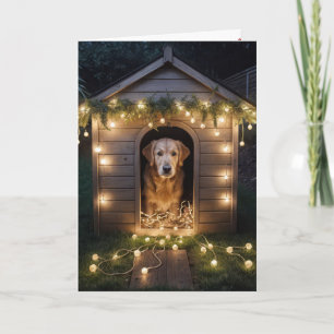 Jul - Gold Retriever i Doghouse Helgkort