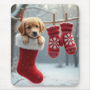 Jul: Gold Retriever i ett lager Musmatta
