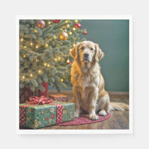 Jul - Gold Retriever med gåvor Pappersservett