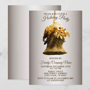 Jul Golden Bell Gult Blunder Helgdagar Party Inbjudningar