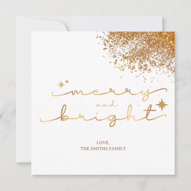Jul Golden Glitter Inbjudningar (Framsida)