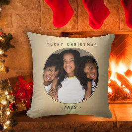 Jul Golden Metallic Family Round Photo Kudde