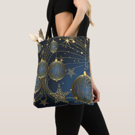 Jul Golden Ornaments Blå Helgdagar Tote Tygkasse