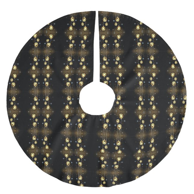 Jul Golden Ornaments Shiny Stars Black Brush Julgransmatta Borstad Polyester (Framsidan)