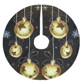 Jul Golden Ornaments Shiny Stars Black Julgransmatta Borstad Polyester