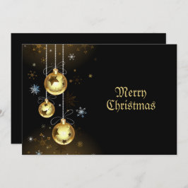 Jul Golden Ornaments Shiny Stars Black Julkort