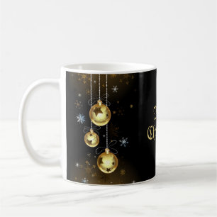 Jul Golden Ornaments Shiny Stars Black Kaffemugg