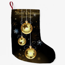 Jul Golden Ornaments Shiny Stars Black Liten Julstrumpa
