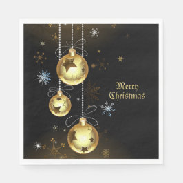 Jul Golden Ornaments Shiny Stars Black Pappersservett