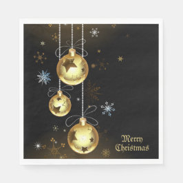 Jul Golden Ornaments Shiny Stars Black Pappersservett