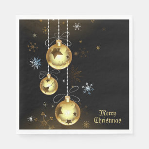 Jul Golden Ornaments Shiny Stars Black Pappersservett