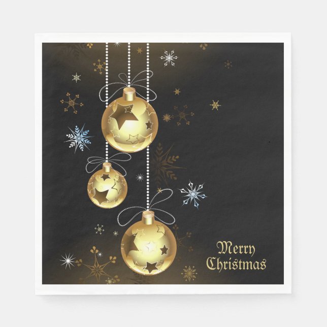 Jul Golden Ornaments Shiny Stars Black Pappersservett (Framsidan)