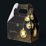 Jul Golden Ornaments Shiny Stars Black Presentaskar<br><div class="desc">Jul Golden Ornaments Shiny Stars Black Favor Boxes. Unik,  vacker utformning av snyggten. Lätt att vara personlig. Teckensnittet stil,  storlekt och färg kan ändras. Matchande objekt är tillgängliga.</div>