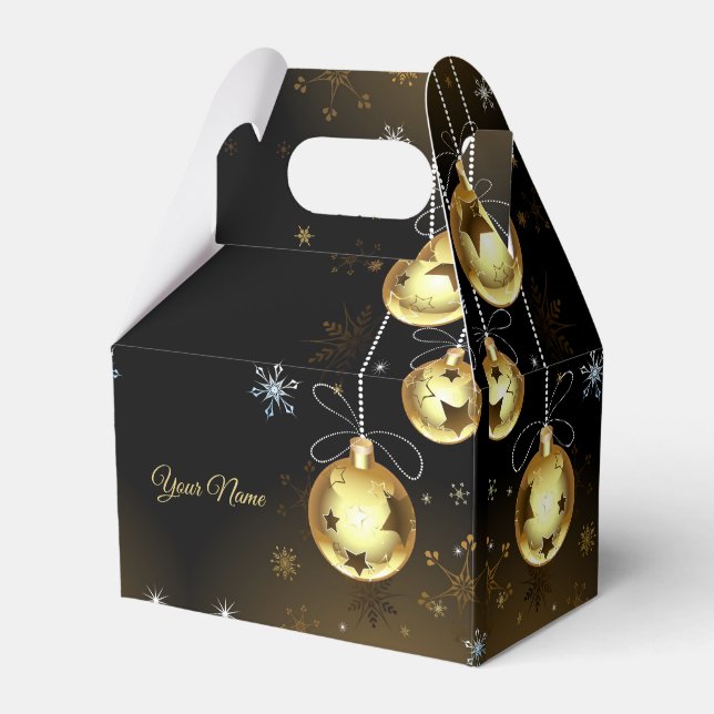 Jul Golden Ornaments Shiny Stars Black Presentaskar (Framsidan Sidan)