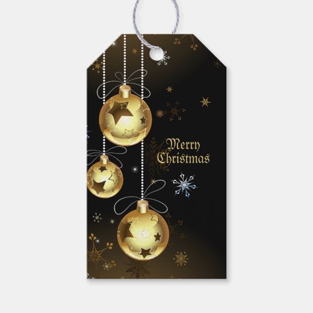 Jul Golden Ornaments Shiny Stars Black Presentetikett (Framsidan)