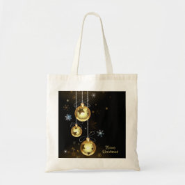 Jul Golden Ornaments Shiny Stars Black Tygkasse