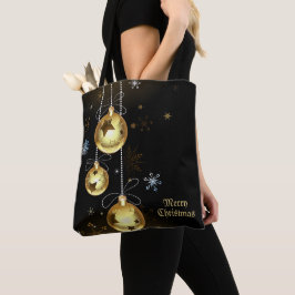 Jul Golden Ornaments Shiny Stars Black Tygkasse