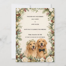 Jul Golden Retriever Bröllopsinbjudan