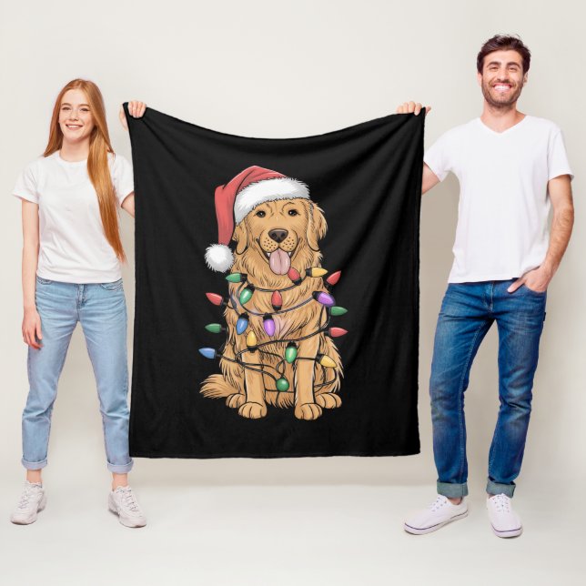 Jul Golden Retriever Hund älskare Gift Mamma Pappa Fleecefilt (På plats)