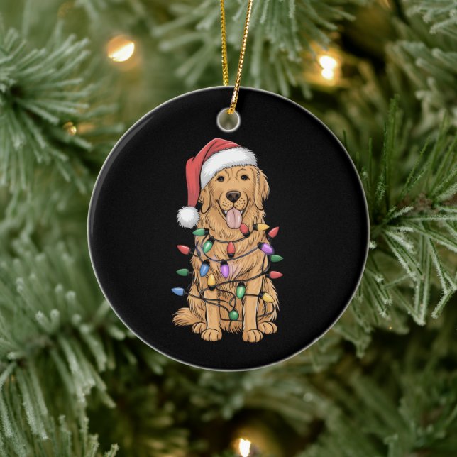 Jul Golden Retriever Hund älskare Gift Mamma Pappa Julgransprydnad Keramik (Träd)