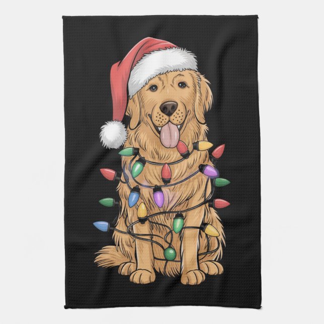 Jul Golden Retriever Hund älskare Gift Mamma Pappa Kökshandduk (Vertikal)