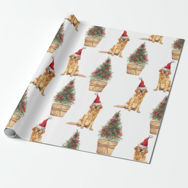 Jul Golden Retriever Hund älskare Gift Presentpapper (Utrullad)