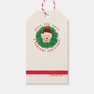 Jul Golden Retriever Hund Utandning Märkre set Presentetikett