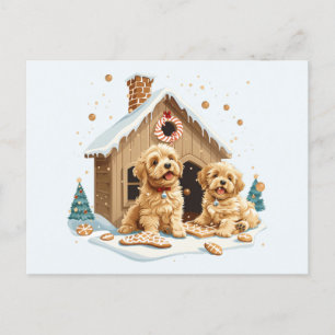 Jul Golden Retriever Hundar Gingerbröd House Vykort