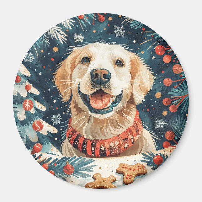Jul Golden Retriever Hundar Magnet (Framsidan)