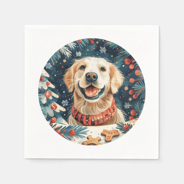 Jul Golden Retriever Hundar Pappersservett (Framsidan)
