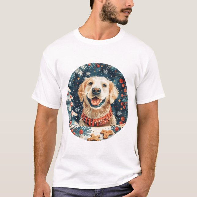 Jul Golden Retriever Hundar T Shirt (Framsida)