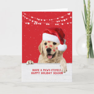 Jul Golden Retriever-läppstift kyssar Helgkort