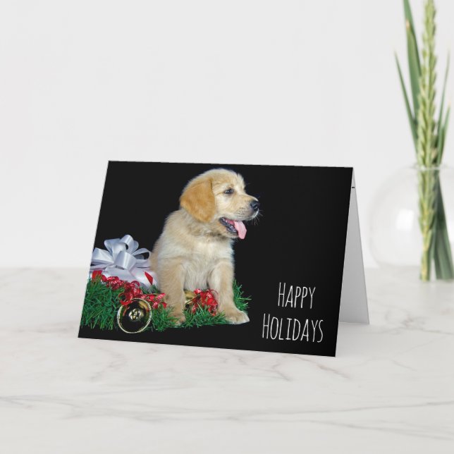 Jul Golden Retriever med Gift Helgkort (Framsida)