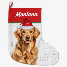 Jul Golden Retriever Namn Woof Background Stor Julstrumpa