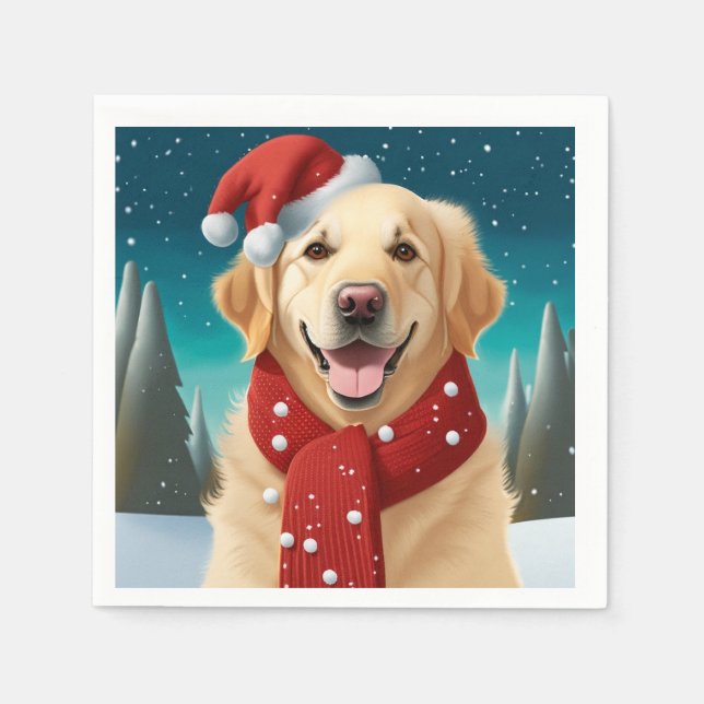 Jul Golden Retriever Napkins Pappersservett (Framsidan)