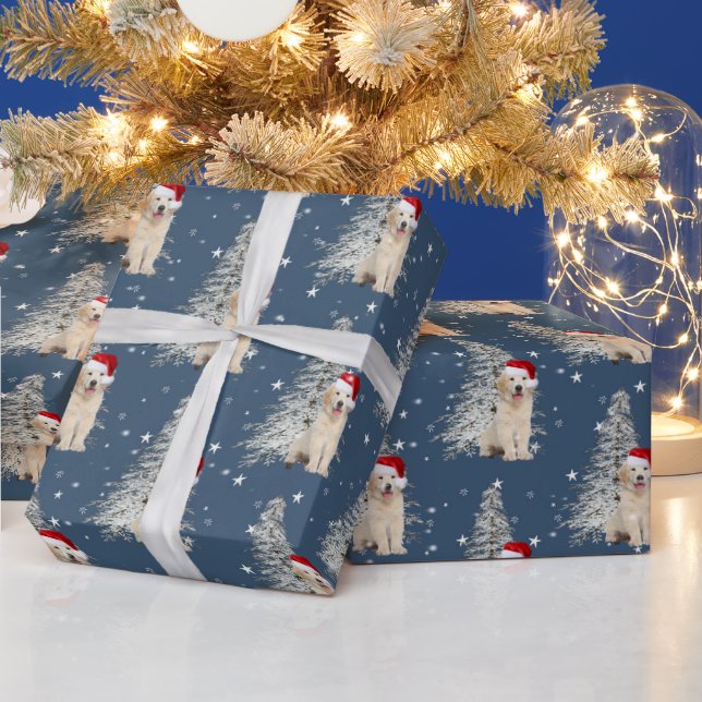 Jul Golden Retriever och Träd på stjärnor Presentpapper (Helgdagar)