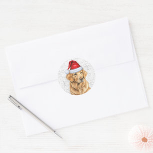 Jul Golden Retriever och Woof Art Hund älskare Runt Klistermärke