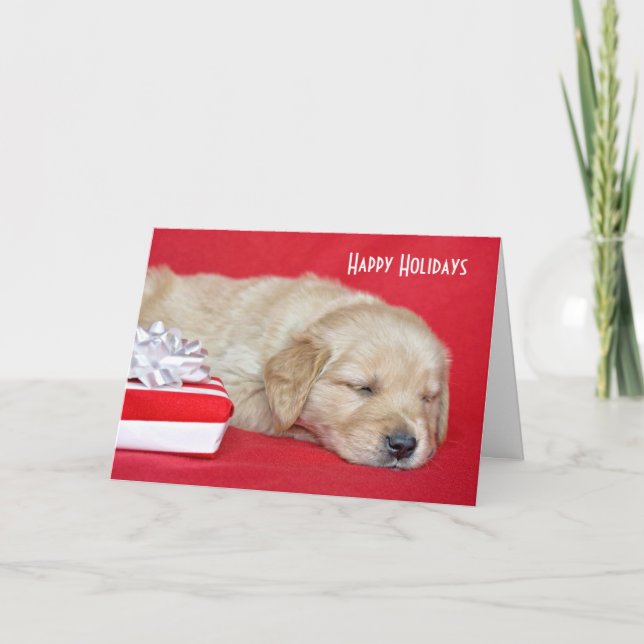 Jul Golden Retriever Puppy Helgkort (Framsida)