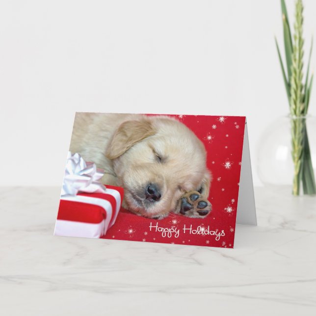 Jul Golden Retriever Puppy Helgkort (Framsida)