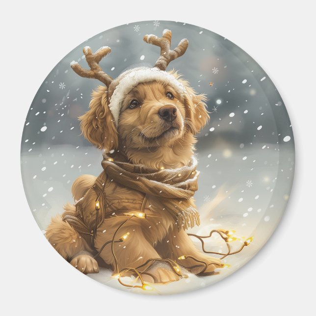 Jul Golden Retriever Puppy Magnet (Framsidan)