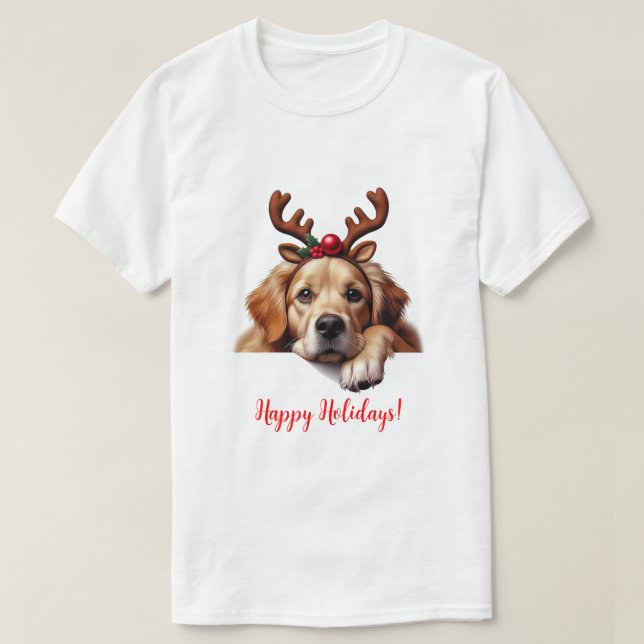 Jul Golden Retriever Reindeer T Shirt (Design framsida)