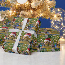 Jul Golden Retriever Tittar på en Leksakståg Presentpapper