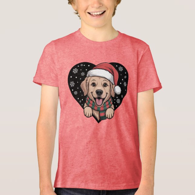 Jul Golden Retriever - Tomte Hund T Shirt (Framsida)