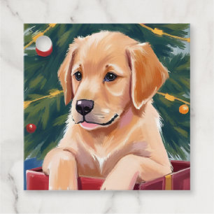 Jul Golden Retriever Valp Present Gåvor Etiketter