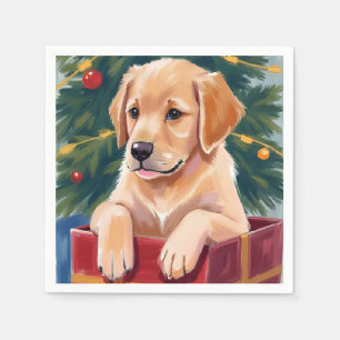 Jul Golden Retriever Valp Present Högtid Pappersservett