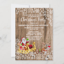 Jul Golden Santa Sleigh Snö Wood-inbjudan Inbjudningar