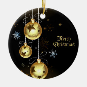 Jul Golden Shiny Stars Black Julgransprydnad Keramik