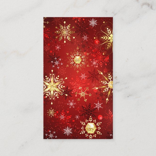 Jul Golden Snöflingor på Röda bakgrunden (Framsida)