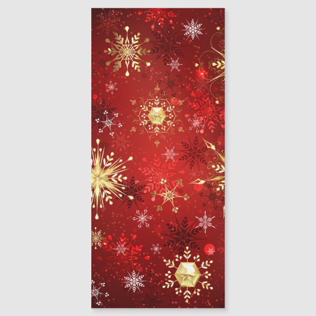 Jul Golden Snöflingor på Röda bakgrunden (Framsida)